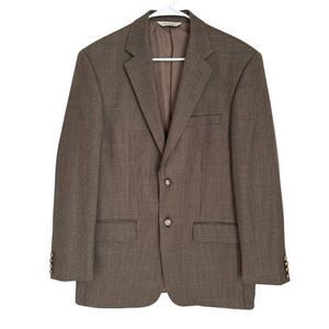 Pronto Uomo Sport Coat Blazer 40R 100% Wool Brown Micro Check